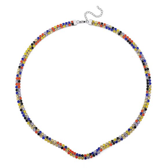 NEW Beautiful Multi Color Austrian Crystal Necklace 18-20 Inches - Picture 2 of 4